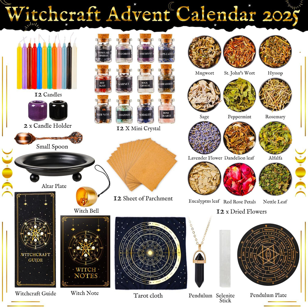 Skiennix Witchcraft Supplies Advent Calendar - Magical Tools, Crystals & Healing Candles for Women & Teens