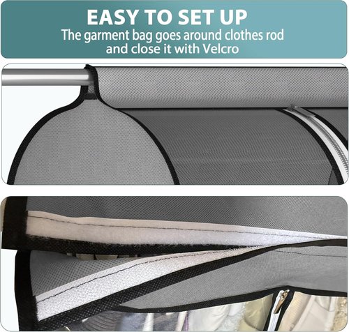 Liuoud 22” Gusseted Garment Bags - Large Clear Window Clothes Cover for Closet Storage | 2 Pack, 50” Long