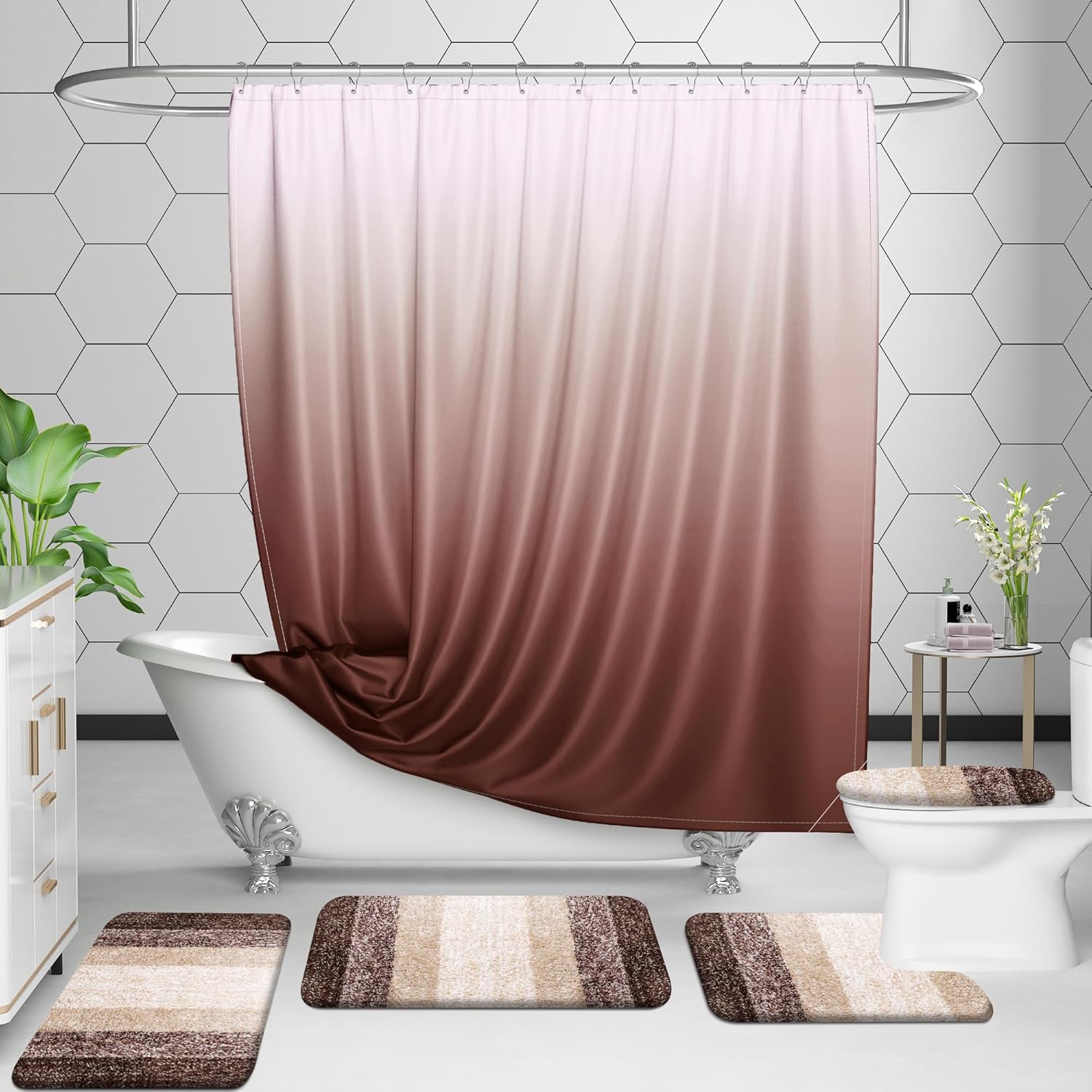 OLANLY Bathroom Rug Set - Soft Absorbent Microfiber Mats | Non-Slip & Machine Washable (30"x20" + 24"x16", Brown)