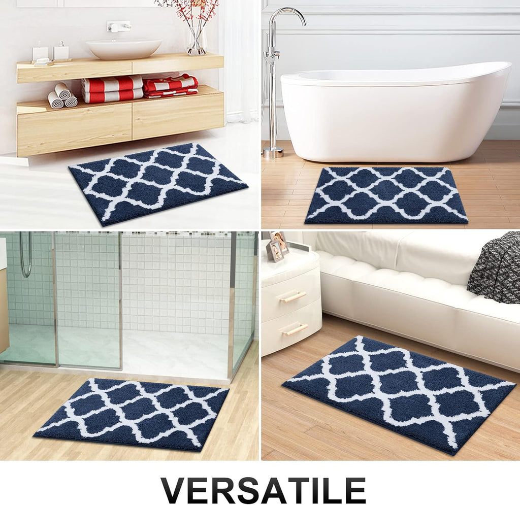 OLANLY Bathroom Rugs - Soft, Absorbent Microfiber Non-Slip Mats | 30x20 Navy Shower Carpet