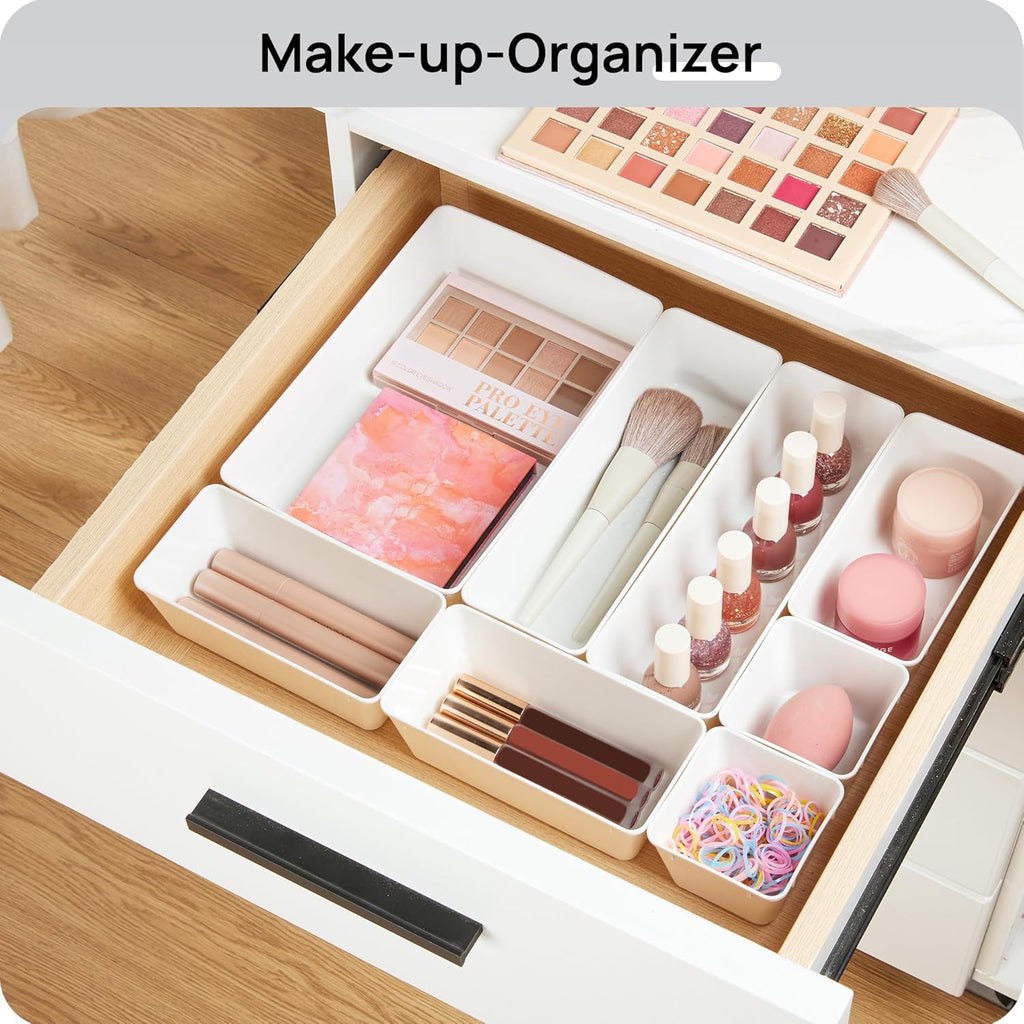 Vtopmart 25 PCS Plastic Drawer Organizers - Versatile Storage Trays for Makeup, Kitchen & Office