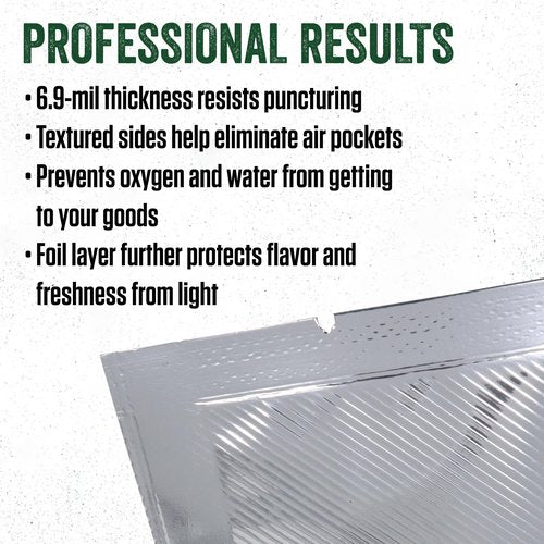 LEM Products MaxVac Textured Mylar Vacuum Bags, BPA-Free, Long-Term Food Storage, 11 x 13 Inches, 50 Count