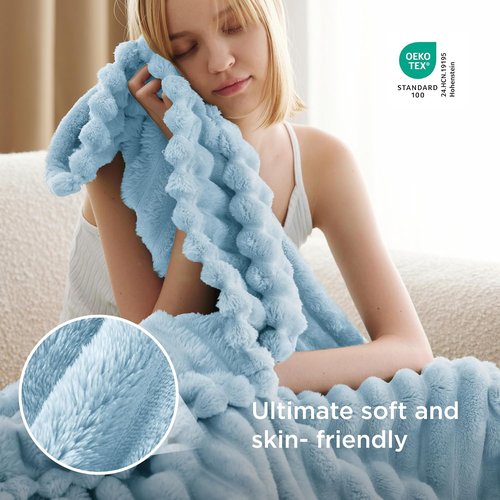 Bedsure GentleSoft Blue Fleece Blanket - Cozy Soft Throw for Couch, Light Blue, 60x80 Inches