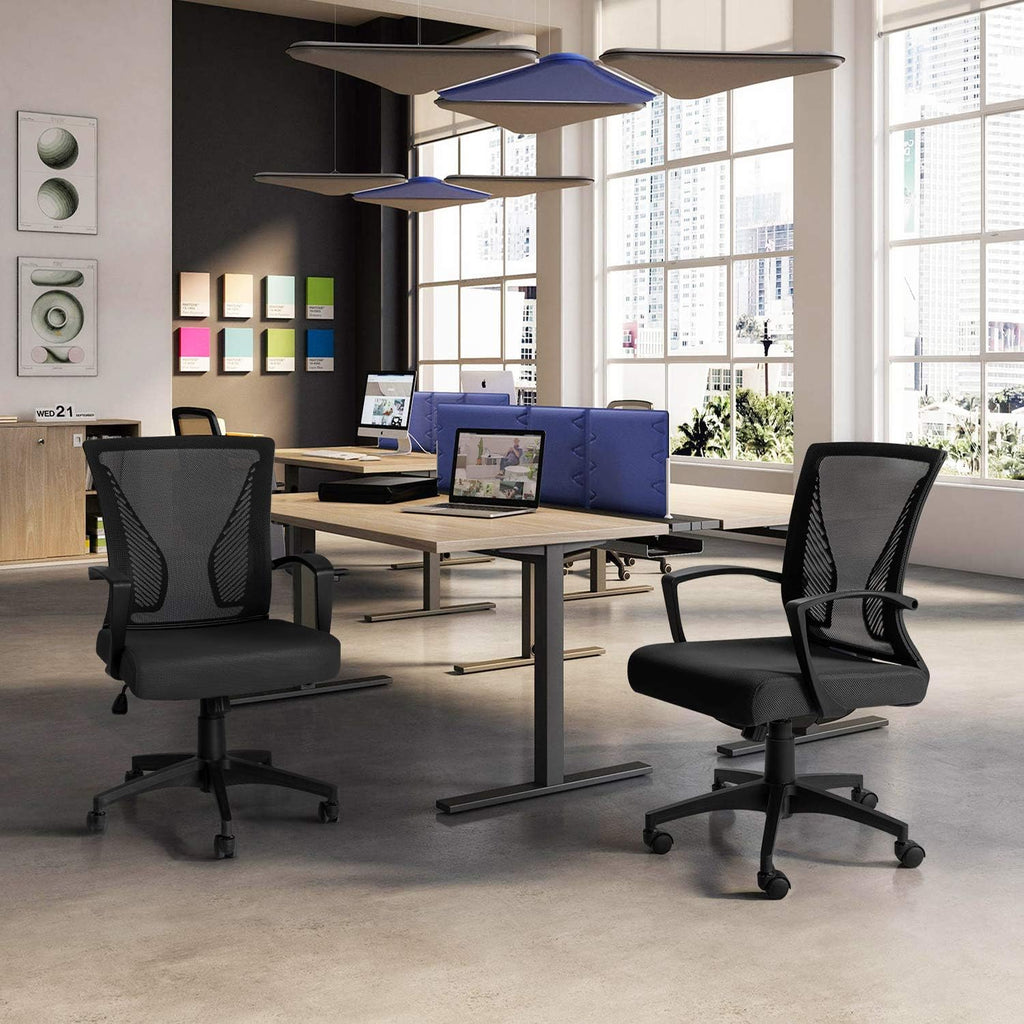 Tuoze Ergonomic Office Chair - Mid Back Mesh Design with Lumbar Support & Armrests | Black
