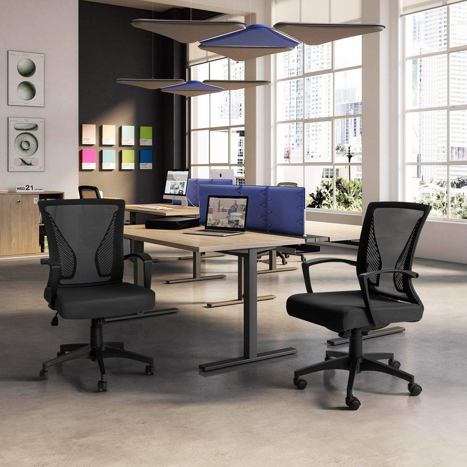 Tuoze Ergonomic Office Chair - Mid Back Mesh Design with Lumbar Support & Armrests | Black