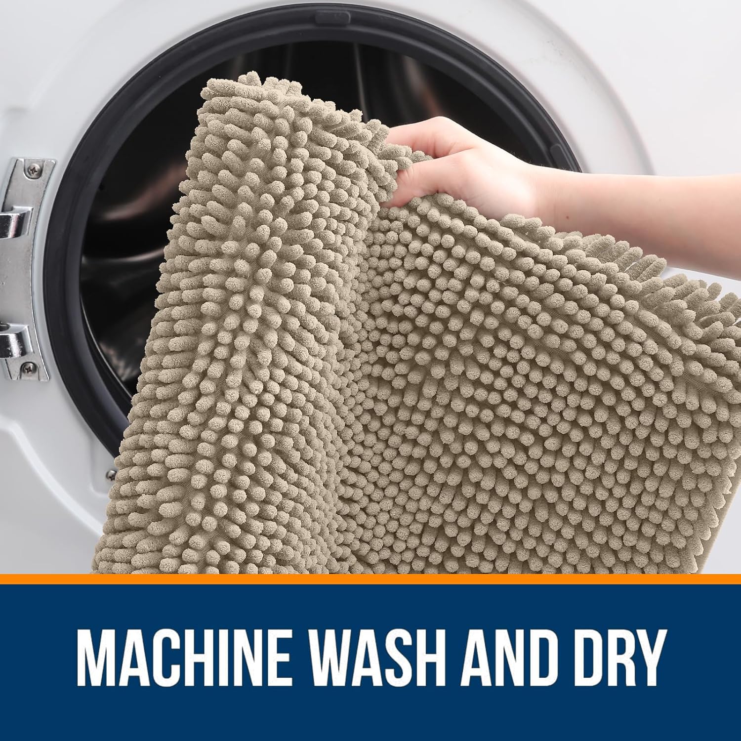 OLANLY Small Bathroom Rugs - Extra Soft Absorbent Chenille Bath Mats | Quick Dry, Machine Washable, Warm Taupe 24x16