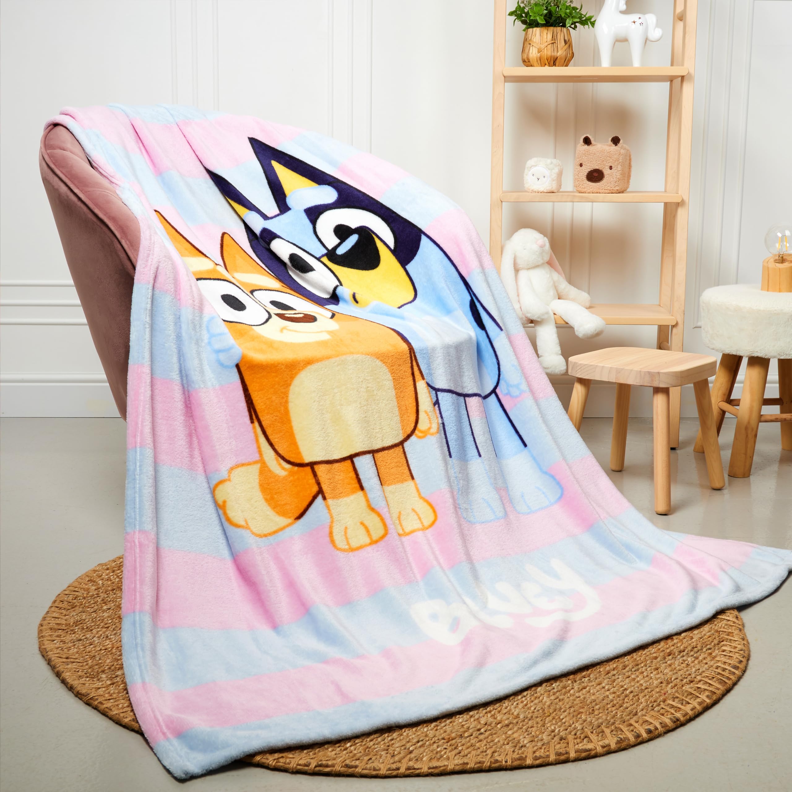 Bluey Fleece Bed Blanket for Kids Super Soft Blanket Fleece Throws 59 x 51 Inches Warm Sofa Bed Throw, Gifts for Kids