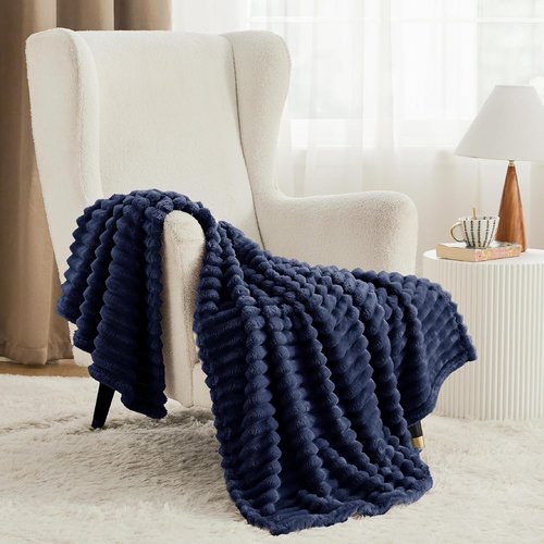 Bedsure GentleSoft Fleece Blanket - Cozy Navy Blue Throw for Couch, Perfect Size 60x80 Inches