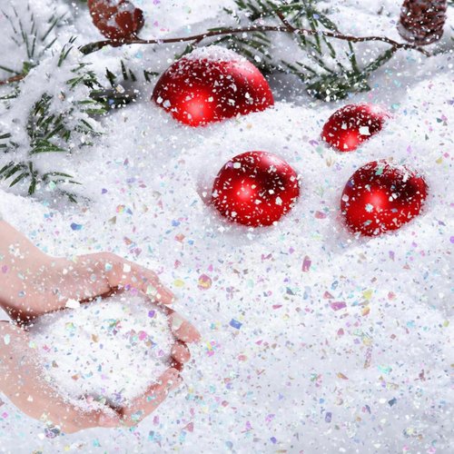 Kasyat Artificial Snow Powder | Christmas Twinkles Decoration | 600g White & AB Color Flakes