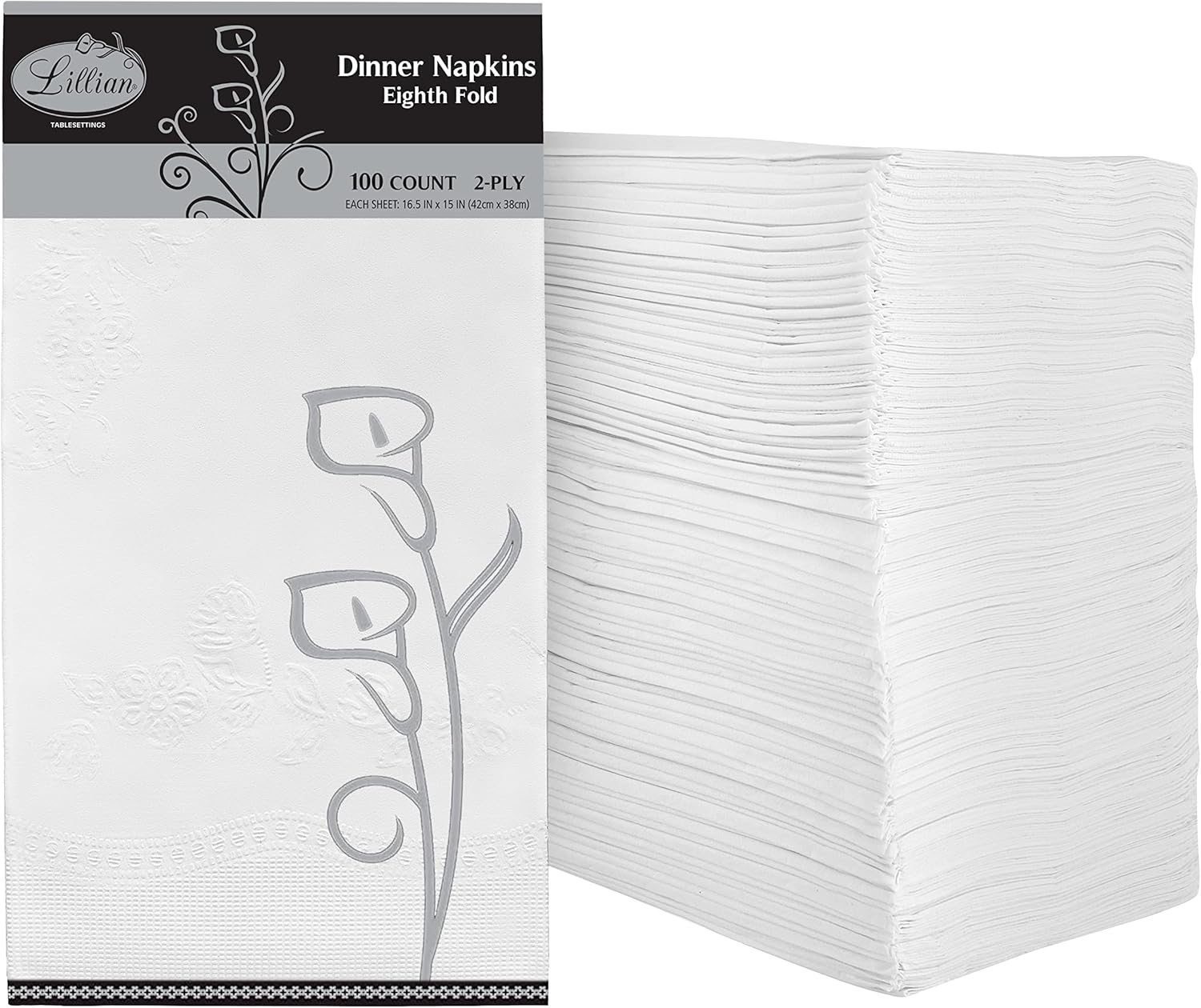 Premium White Napkins - 2-Ply Disposable Dinner Napkins | 100 Count Value Pack
