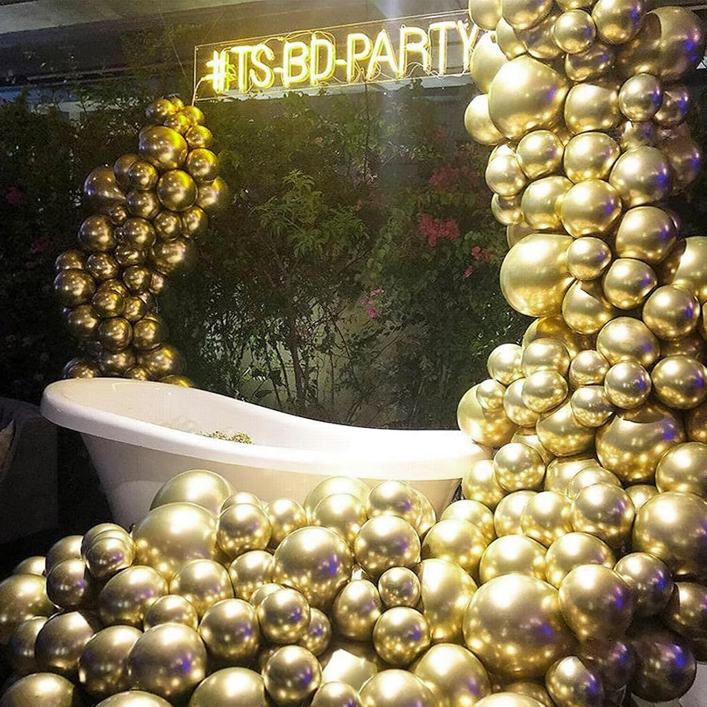 PartyWoo Metallic Gold & White Balloons - 100 Pack for Stunning Celebrations