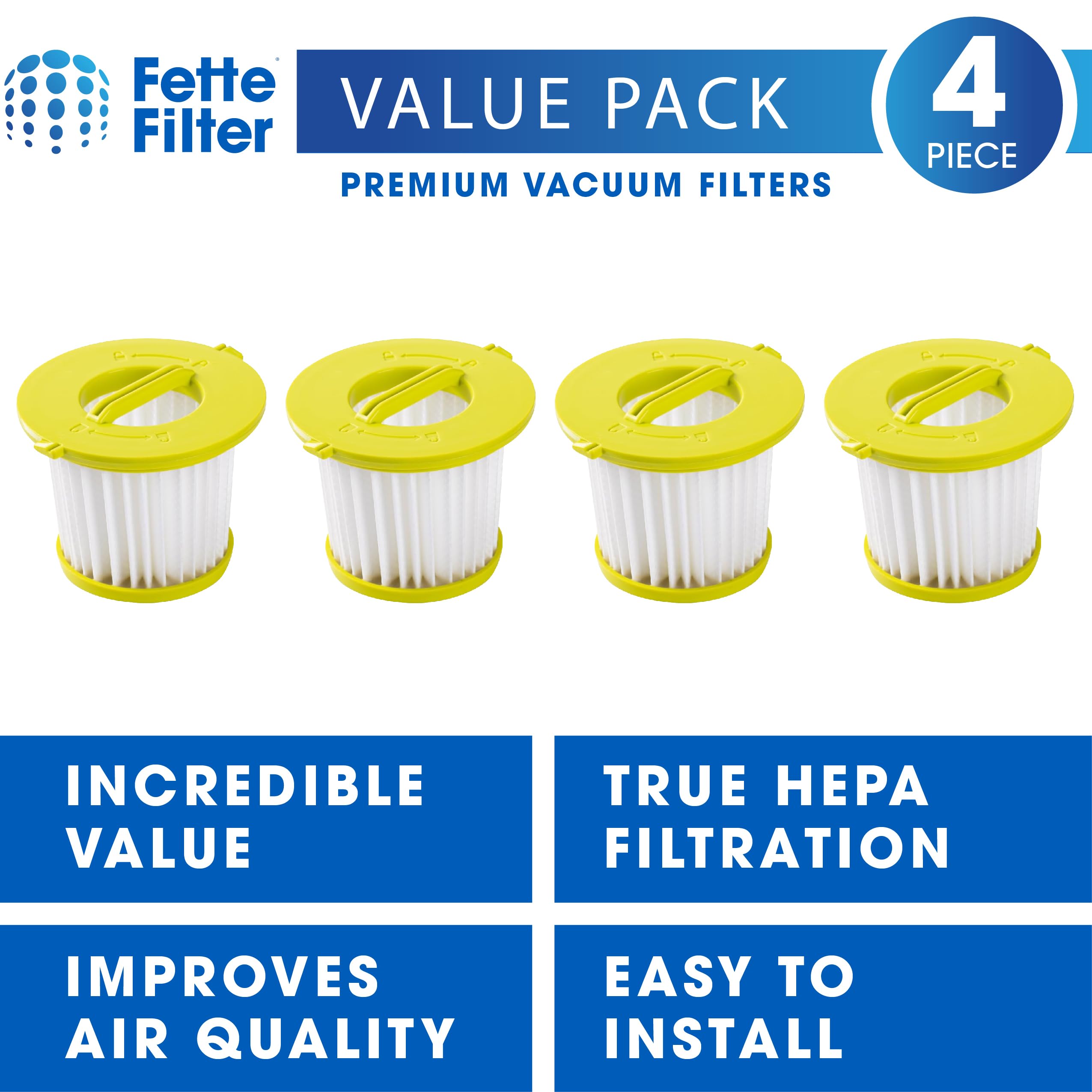 Fette Filter - Vacuum Filter Replacement Compatible with Ryobi ONE+ 18V Models PCL700 PCL704 PCL705 Part # A32F05N A32HF00 Compatible with Hoover BH57400V - Pack of 6
