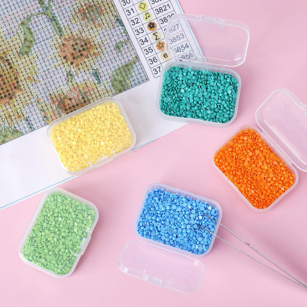 QUEFE Small Storage Containers - 28 Pack Clear Plastic Boxes with Lids for Craft Organizers | Rectangular Bins