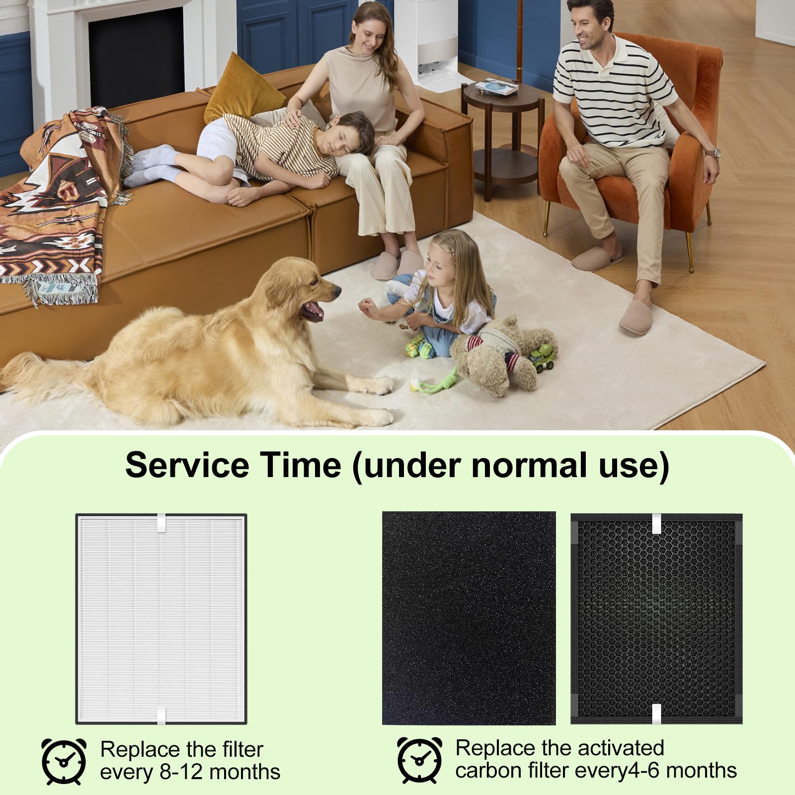 8 Pack 3000 Replacement Filters Compatible with 3000 Series,1Filter + 2 Activated Carbon Filter + 5 Pre-Filters