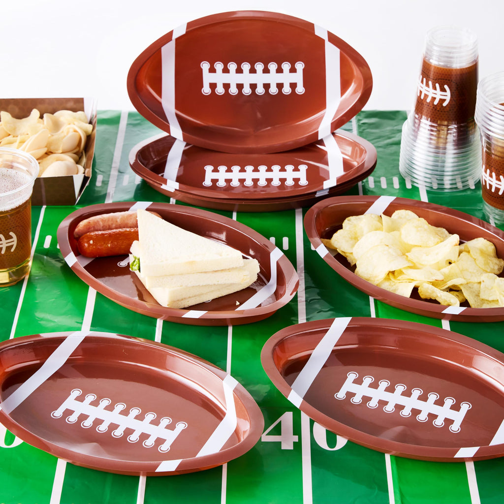 JOYIN 12 Pcs Football Plastic Trays, 11.5" X 7.5" Football Snack Trays & Platter, Sports Event Tailgate Party Supplies