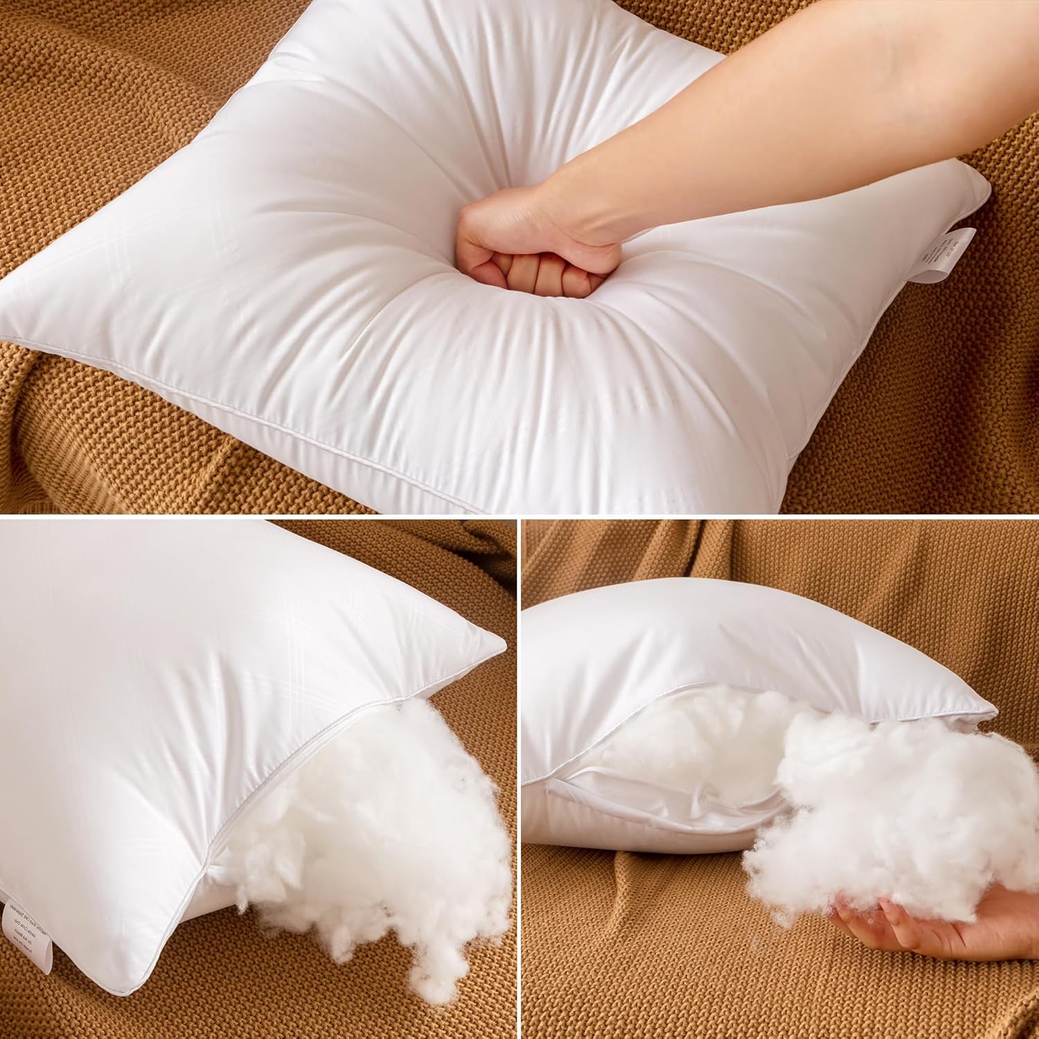 Oubonun Throw Pillow Inserts - Soft & Fluffy 18x18 Inches | Pack of 2 White Cushion Stuffers for Sofa & Bed