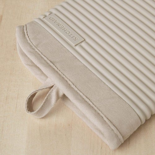 KitchenAid Ribbed Soft Silicone Oven Mitts - Heat Resistant 2-Pack Set, 7.5"x13", Milkshake Color