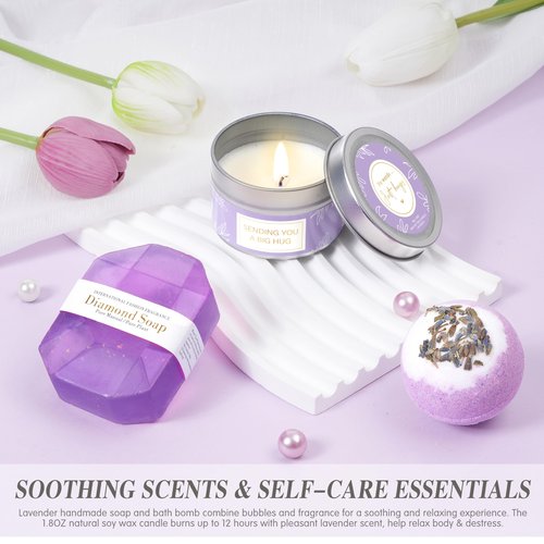Clexela Gifts for Women, Self Care Gifts for Women, Lavender Relaxing Spa Gifts Basket Care Package for Christmas, Mother's Day, Birthday Gifts for Mom, Wife, Girlfriend, Sister, Her