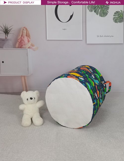 INGHUA Laundry Hamper Large Canvas Fabric Lightweight Storage Basket/Toy Organizer/Dirty Clothes Collapsible Waterproof for College Dorms, Boys and Girls Bedroom,Bathroom (Forest Dinosaurs)