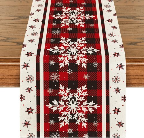 Artoid Mode Buffalo Plaid Christmas Table Runner - 13x72 Inch Winter Decor for Home Parties