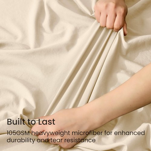 GOKOTTA King Size Fitted Sheet, Bottom Single Fitted Sheet Only with Elastic Corner Straps, Deep Pocket for 10-16 Inch Mattress - Soft Microfiber - Breathable, Hypoallergenic, Wrinkle Free - Beige