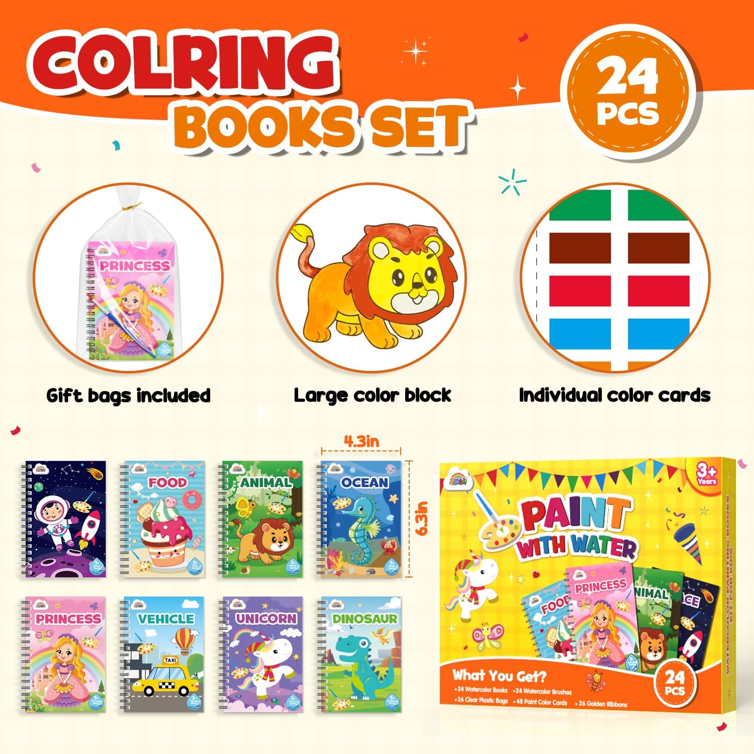 ZMLM 24 Mini Water Coloring Books for Kids - Perfect Easter Basket Stuffers for Ages 4-8