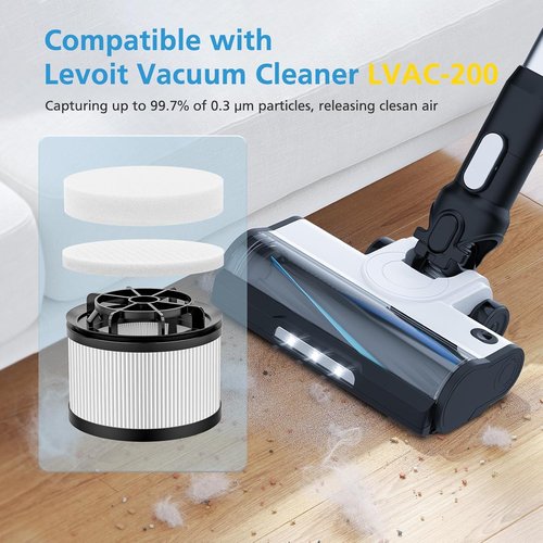 Levoit LVAC-200 Filter Replacement - 3 Post-Motor & 6 Pre-Motor Filters for LVAC-200/300/MAX