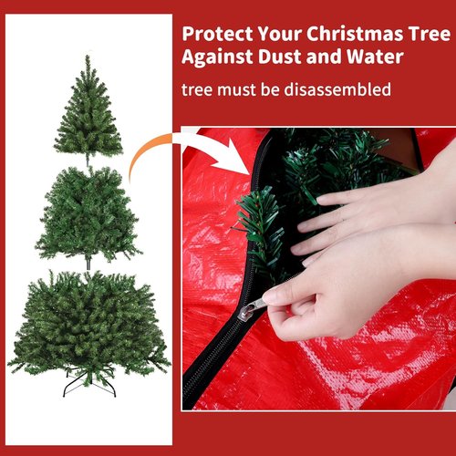 Christmas Tree Storage Bag - Fits 9 Ft Artificial Trees | Waterproof, Durable Handles & Zipper, Red