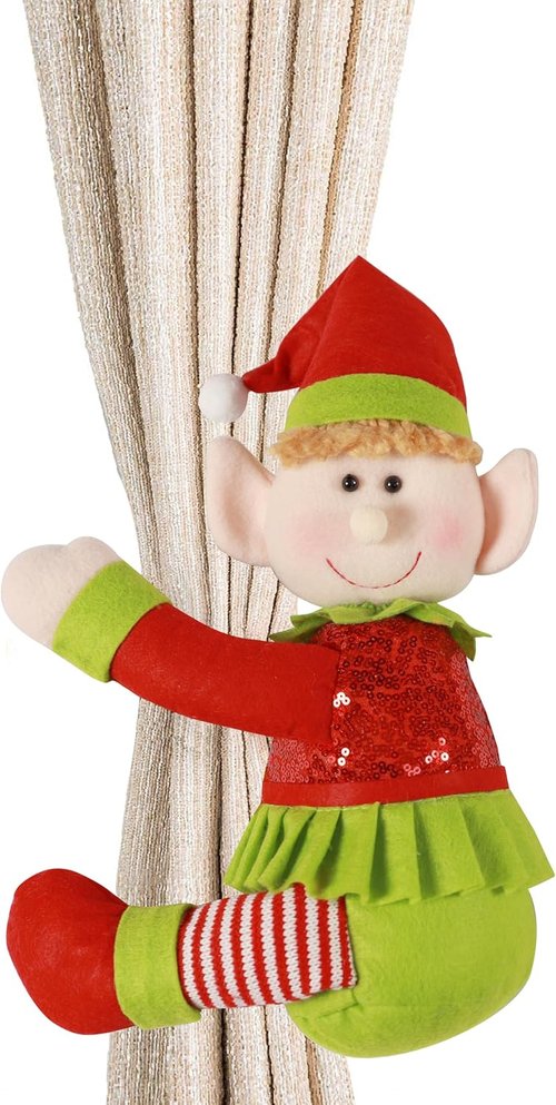 Elf | Plush Stuffed Elf Tree Topper - Unique Christmas Decorations in Red & Green for Holiday Cheer