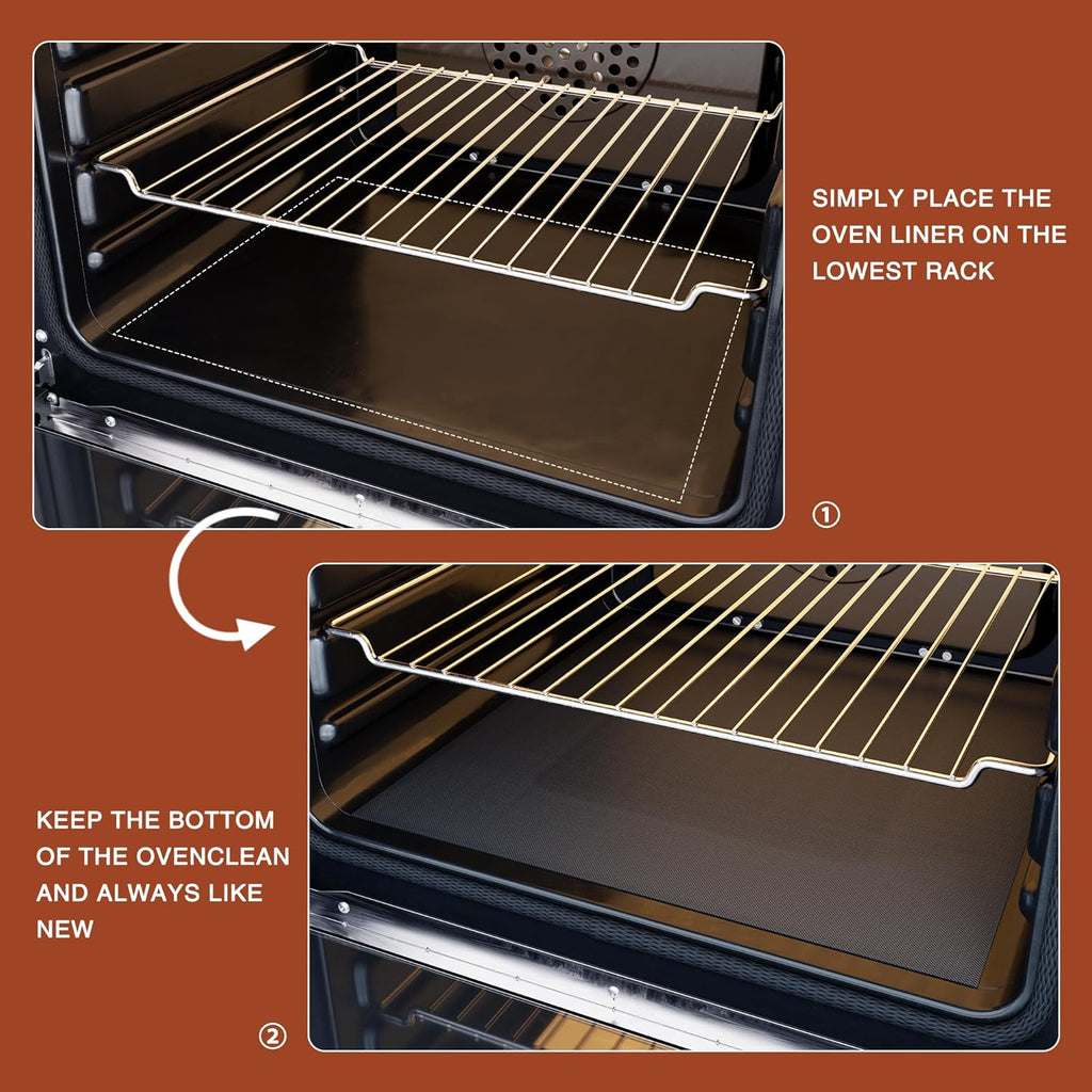 PrettyCare Oven Liners - Heavy Duty Non-Stick Mats | 3 Pack, 16.25”x23” | BPA & PFOA Free Kitchen Accessory