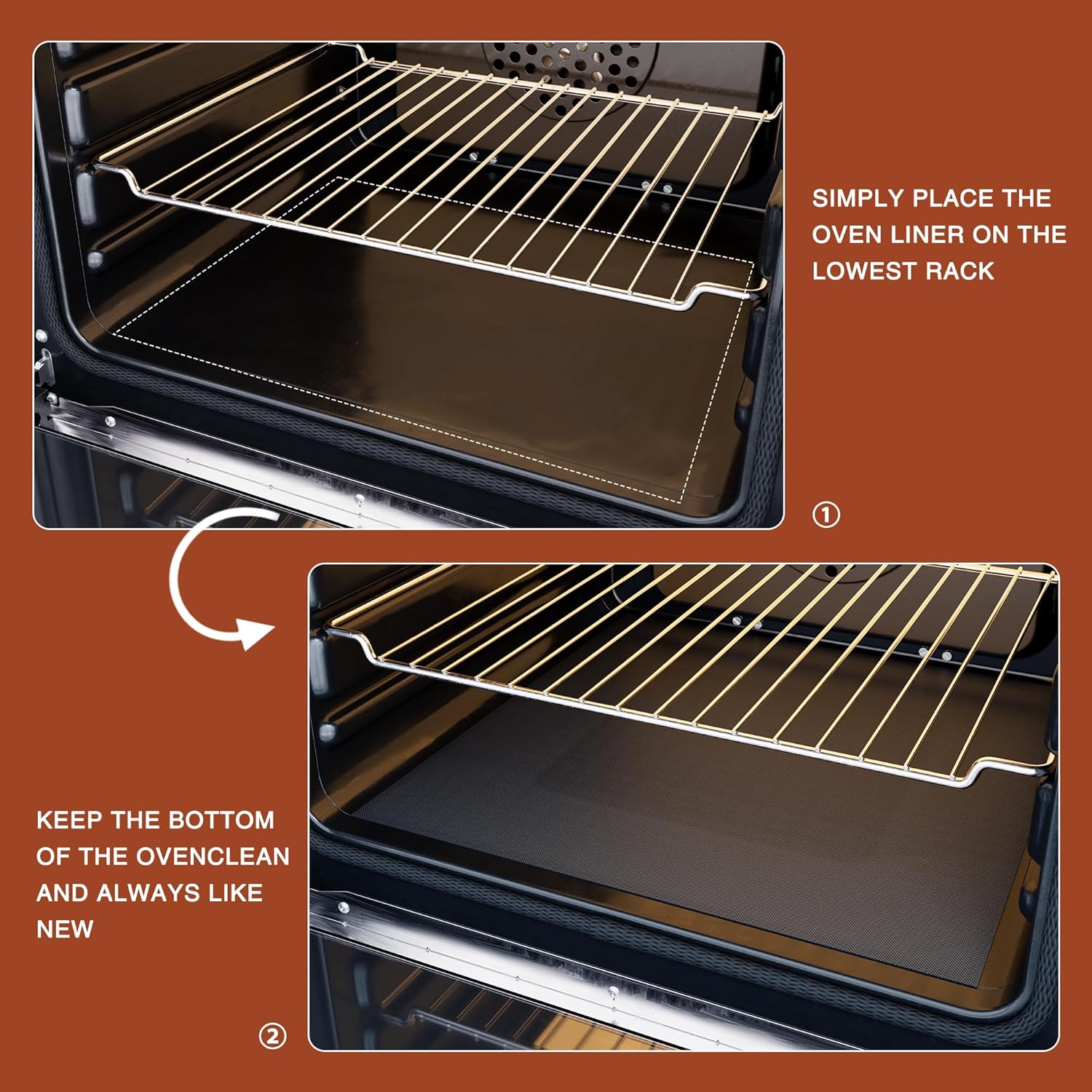 PrettyCare Oven Liners - Heavy Duty Non-Stick Mats | 3 Pack, 16.25”x23” | BPA & PFOA Free Kitchen Accessory