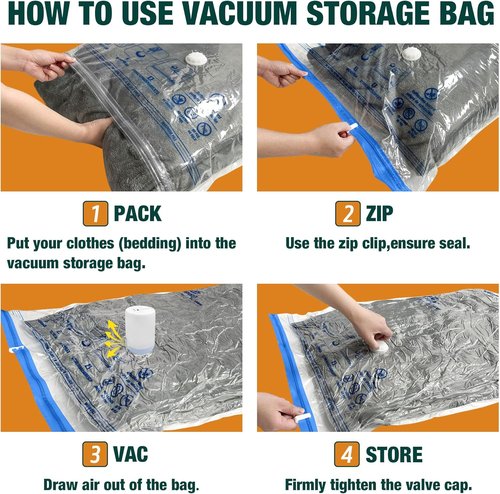 HIBAG Vacuum Storage Bags - Electric Pump Included | Jumbo 10-Pack for Clothes, Pillows & Bedding