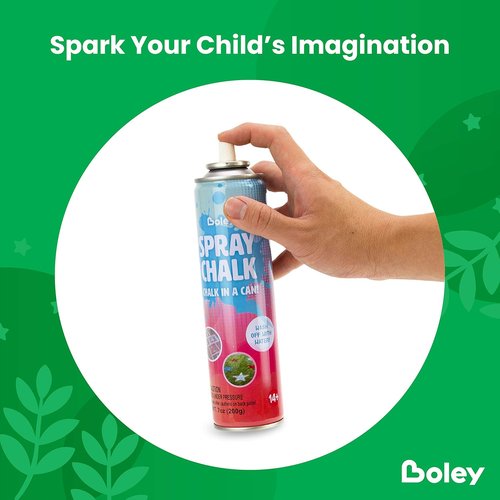 Boley Spray Chalk - Vibrant 8 Pack Washable Chalk Spray Paint, Non-Toxic 7 oz for Outdoor Fun