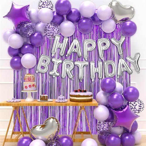 CANREVEL Purple Foil Fringe Backdrop Curtains - 2 Pack Tinsel Streamers for Birthday, Graduation & Disco Parties | 3.3x8.2 Feet