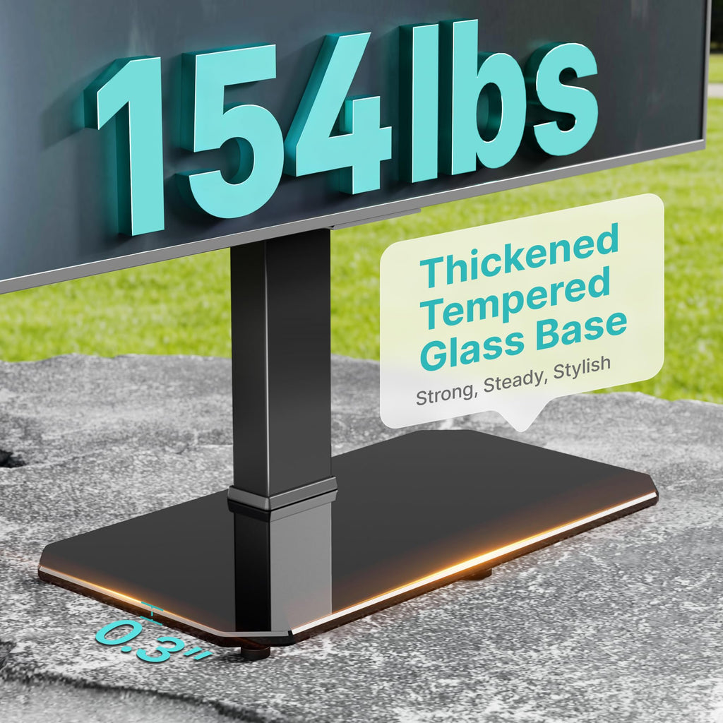 Pegzone Swivel Universal TV Stand with Mount for 43-90'' TVs, Holds 154 lbs, Height Adjustable Large Table top tv Stand, VESA MAX 600x400mm