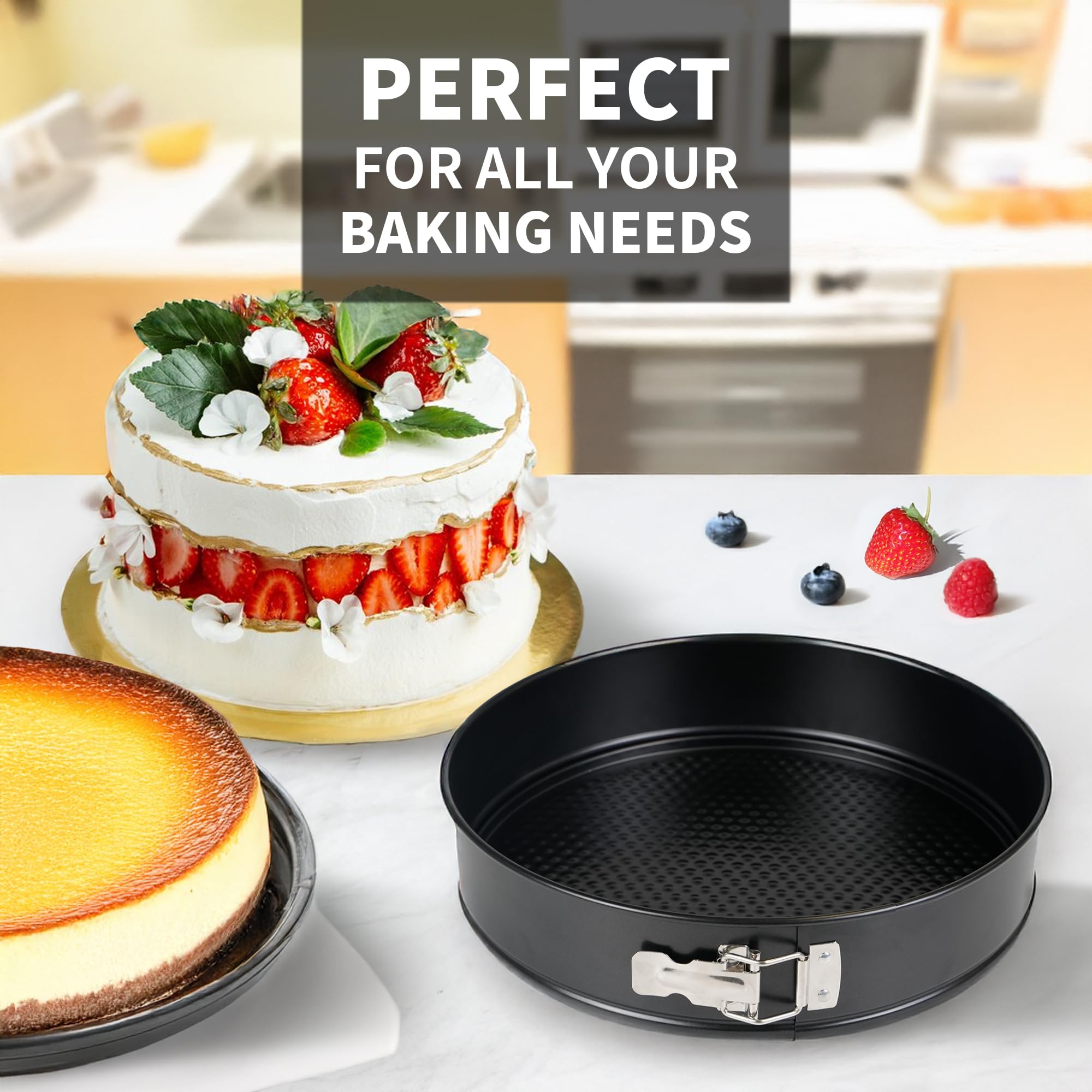 UWILLION Spring Form Cake Pans 12 Inch Springform Pan Nonstick Round Cheesecake Pan Carbon Steel Large Baking Mold Cake Tin for Christmas Birthday