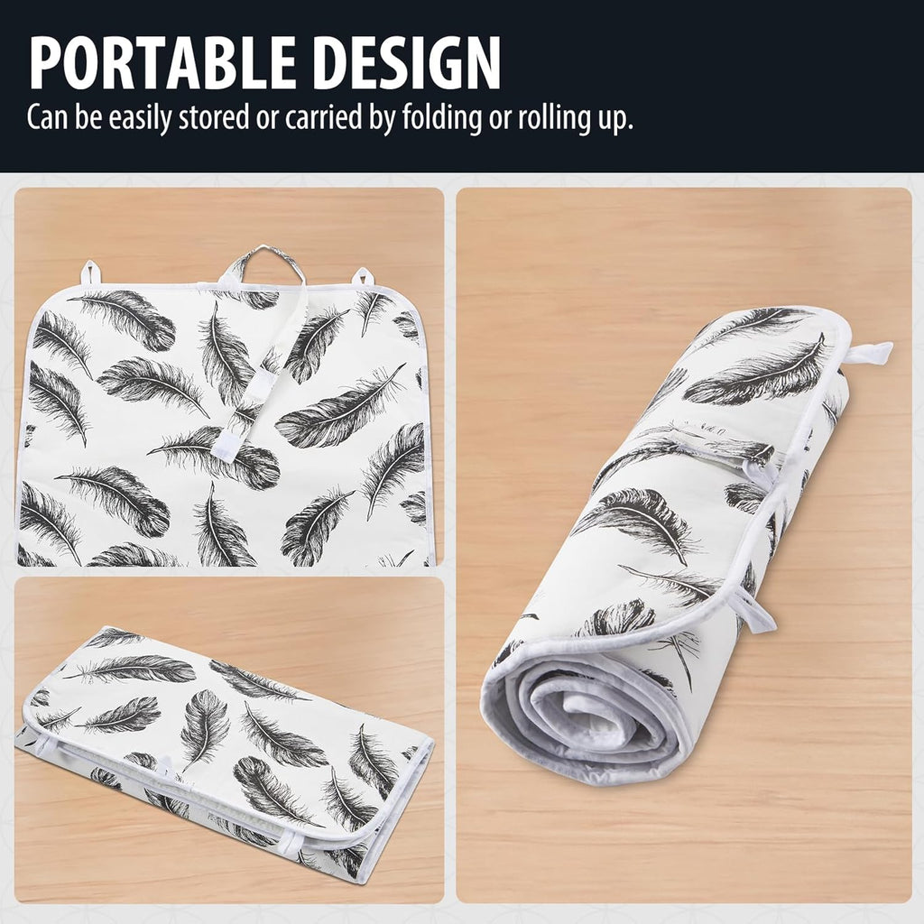 Seiritex Ironing Mat - Portable 5-in-1 Ironing Pad | 39.4 x 18.9 Inch Black Feather Design