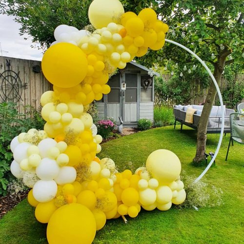 Awenztech Yellow Balloon Arch Kit - 120pcs Latex Balloons in 5-18 Inch Sizes for Baby Shower & Birthday Decor