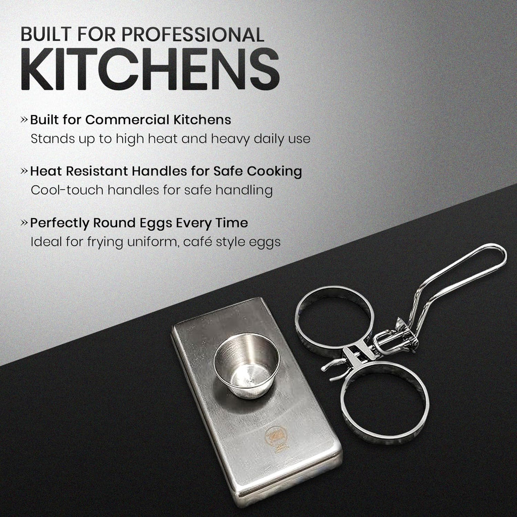 Rattleware Stainless Steel Egg Rings - Commercial-Grade, Even Cooking, Heat-Resistant Handle, Ideal for Frying Eggs - Durable & Trusted by Professional Chefs Worldwide (2 Ring Set)