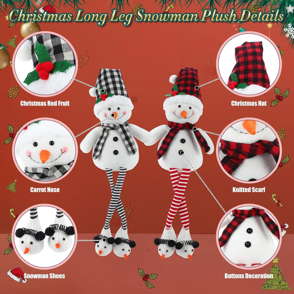 Threehoney Plush Snowman Decor - 27.6" Sitting Stuffed Toy with Scarf & Hat | Rustic Christmas Tabletop Ornament