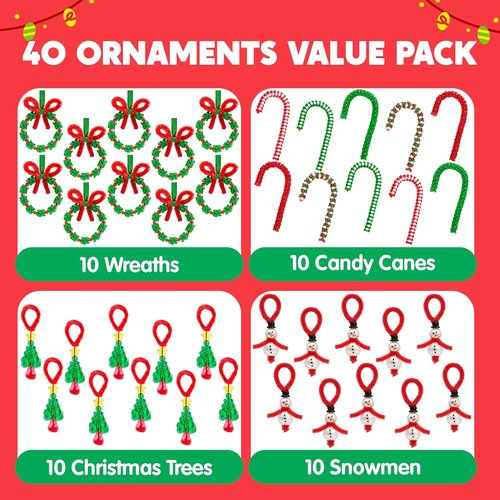 JOYIN Christmas Beaded Ornament Craft Kit - Create 40 DIY Hanging Ornaments for Holiday Decor | Perfect Xmas Gift