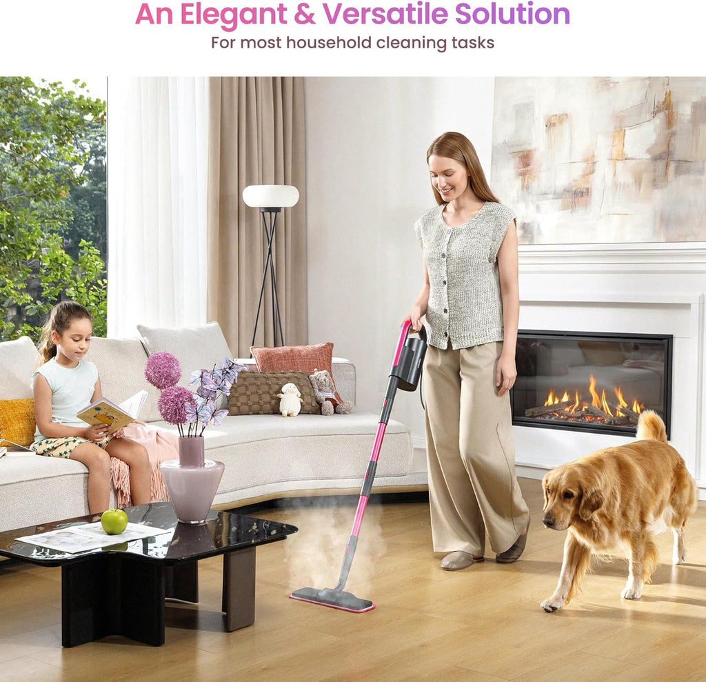 Schenley 19-in-1 Steam Mop - Dual-Rod Design with Detachable Handheld Steamer & Multi-Purpose Accessories