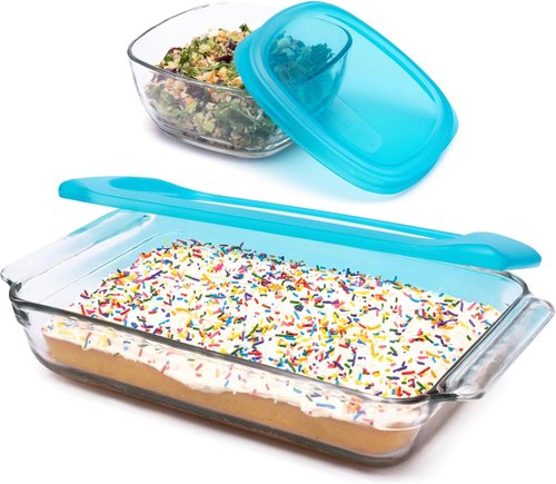 Libbey Baker’s Premium 4-Piece Glass Baking Dish Set - Multipurpose Casserole Dishes with Lids | Ideal for Potlucks & Leftovers