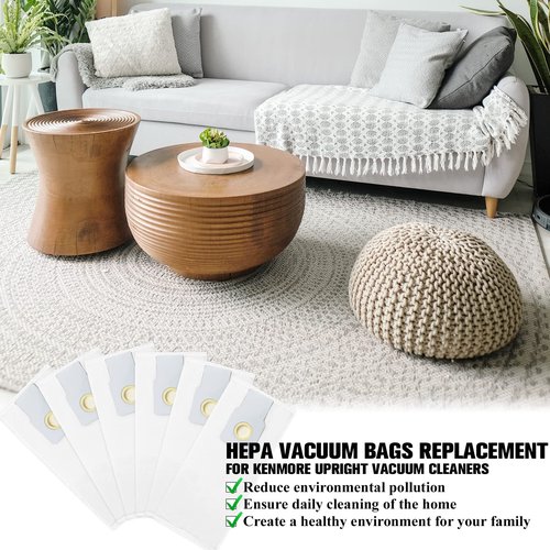 53294 Type O HEPA Cloth Vacuum Bags Replacement for Kenmore Upright Vacuum Cleaners, 6 Pack