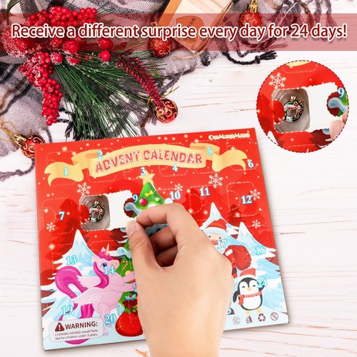 OuMuaMua Christmas Advent Calendar Charm Bracelets 2025 for Girls Kids, 24 Days Christmas Unicorn Countdown Calendar with 2pcs DIY Charm Bracelets Kit for Girls Kids Teens Adult Women