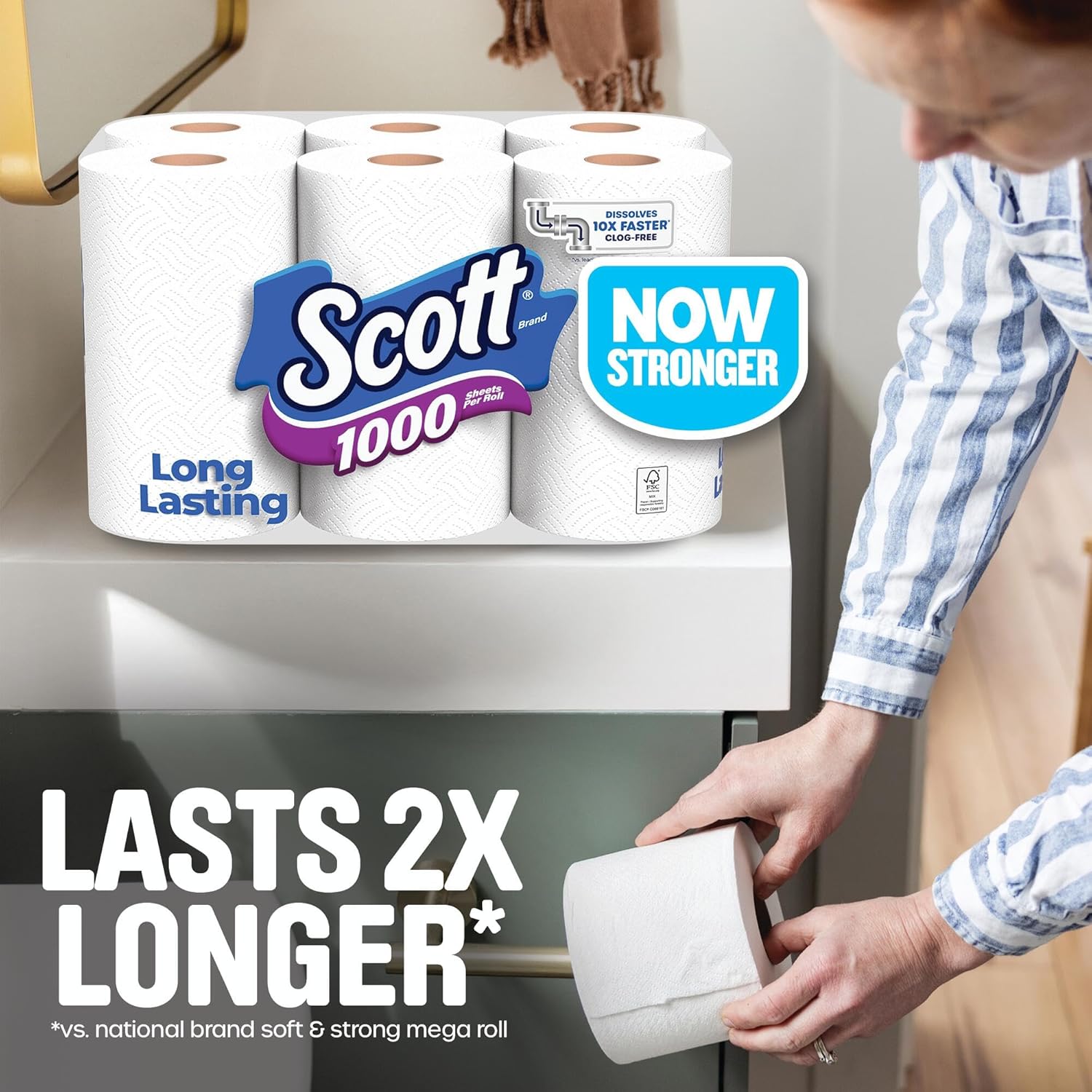 Scott 1000 Toilet Paper - Septic-Safe 1-Ply Tissue | 18 Rolls for Ultimate Cleanliness