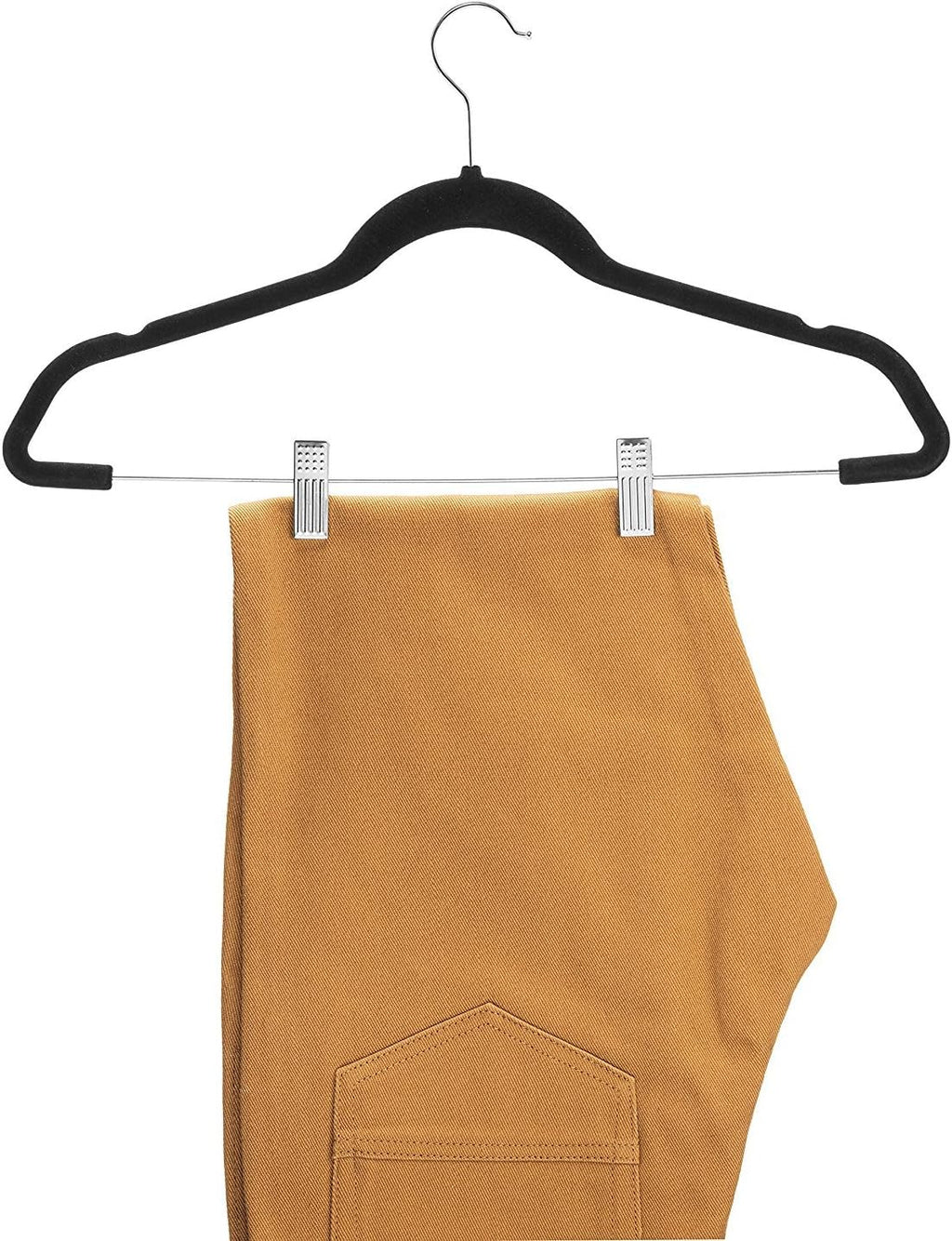 Zober Velvet Hangers - 20-Pack Metal Clip Hangers for Pants, Skirts & Dresses | Non-Slip Velvet with 360° Hook