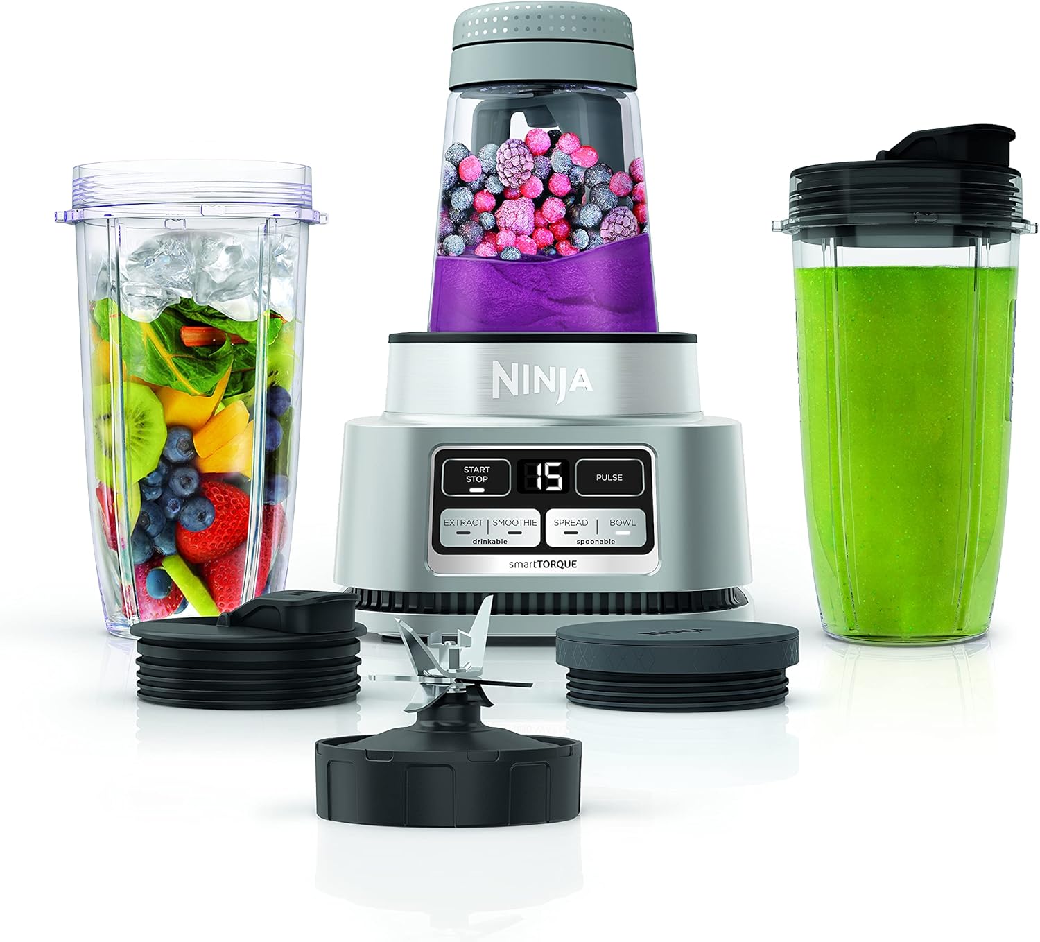 Ninja Foodi Blender - Personal Smoothie Maker with Hybrid Blades & To-Go Cups | 1200 Peak Watt | Silver
