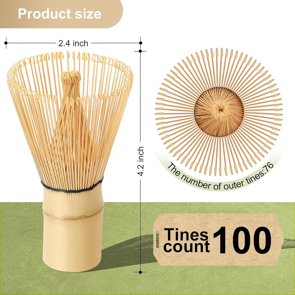 Traditional Matcha Whisk - 100-Prong Chasen for Authentic Japanese Tea Ceremony | Handcrafted Mixer for Premium Matcha