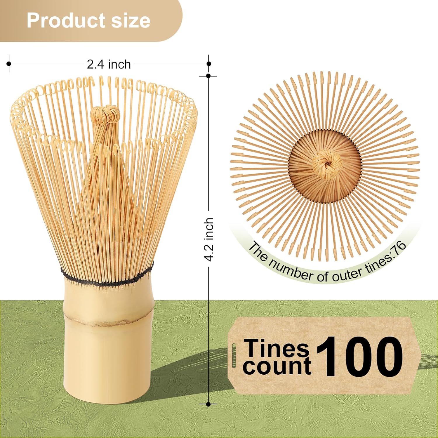 Traditional Matcha Whisk - 100-Prong Chasen for Authentic Japanese Tea Ceremony | Handcrafted Mixer for Premium Matcha